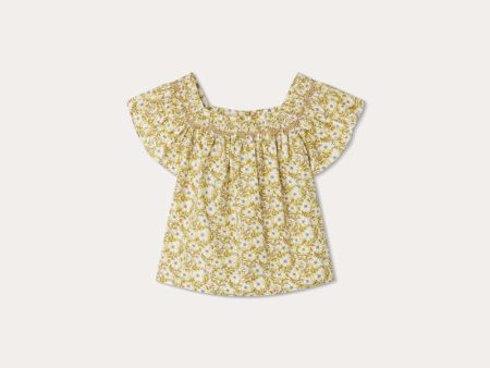 Girls Yellow Floral Cotton Shirt Cheap