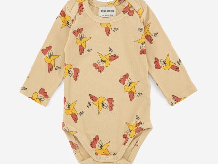 Baby Boys & Girls Beige Printed Babysuit For Sale