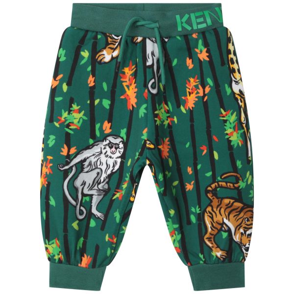 Baby Boys Green Printed Trousers Hot on Sale