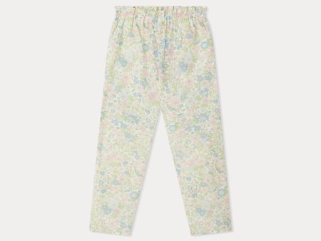 Boys & Girls Green Floral Cotton Trousers For Cheap