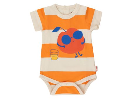 Baby Boys & Girls Orange Printed Cotton Babysuit Discount