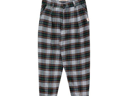 Boys & Girls Grey Check Cotton Trousers on Sale