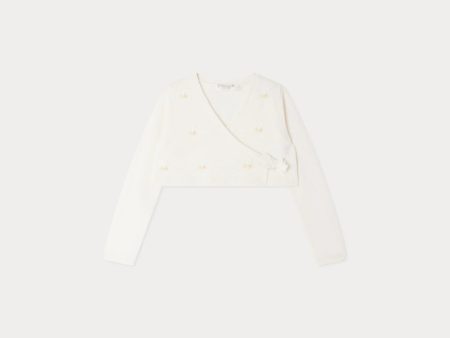 Girls White Cashmere Cropped Cardigan Sale