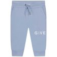 Baby Boys Blue Logo Cotton Trousers on Sale