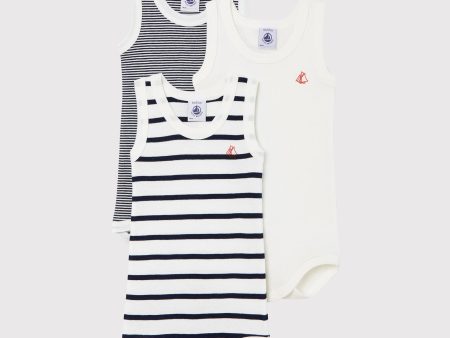 Baby Boys & Girls Black Stripes Cotton Babysuit Set For Discount