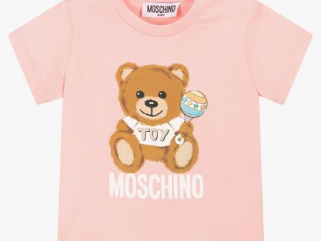 Baby Boys & Girls Pink Logo Cotton T-Shirt For Discount