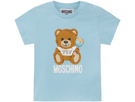 Baby Boys & Girls Blue Logo Cotton T-Shirt For Cheap