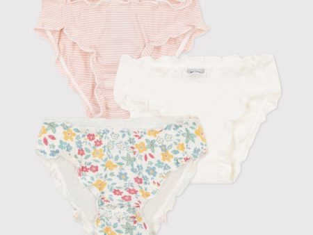 Girls Multicolor Floral Cotton Underwear Set(3 Pack) Fashion