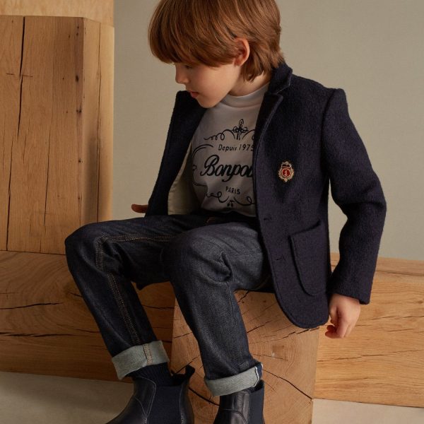 Boys Dark Navy Denim Trousers on Sale