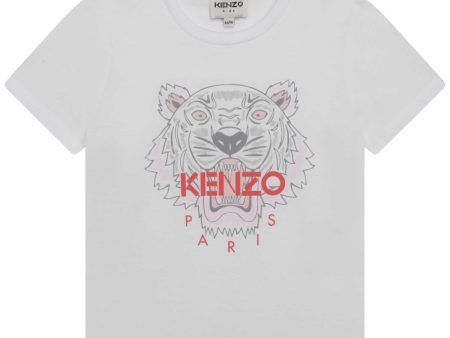 Girls White Tiger Cotton T-Shirt Online