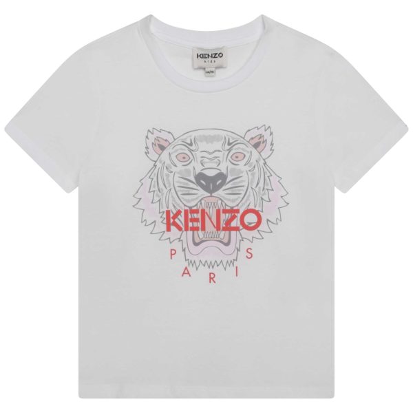 Girls White Tiger Cotton T-Shirt Online