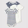 Baby Boys & Girls Navy Stripes Cotton Babysuit Set(3 Pack) Supply