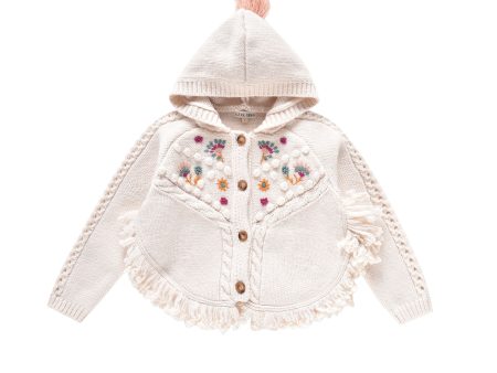 Girls White Wool Knit Cape Online now