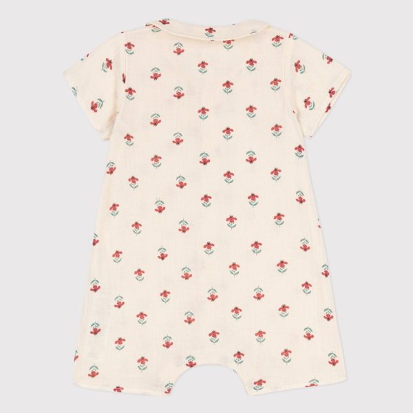 Baby Girls White Flower Cotton Babysuit Online now