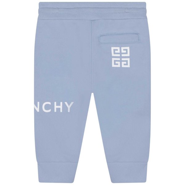 Baby Boys Blue Logo Cotton Trousers on Sale