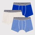 Boys Blue Stripes Cotton Underwear Set(3 Pack) For Cheap