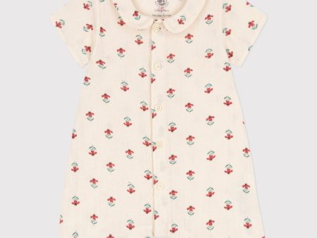 Baby Girls White Flower Cotton Babysuit Online now