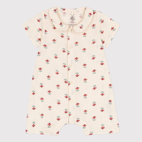 Baby Girls White Flower Cotton Babysuit Online now