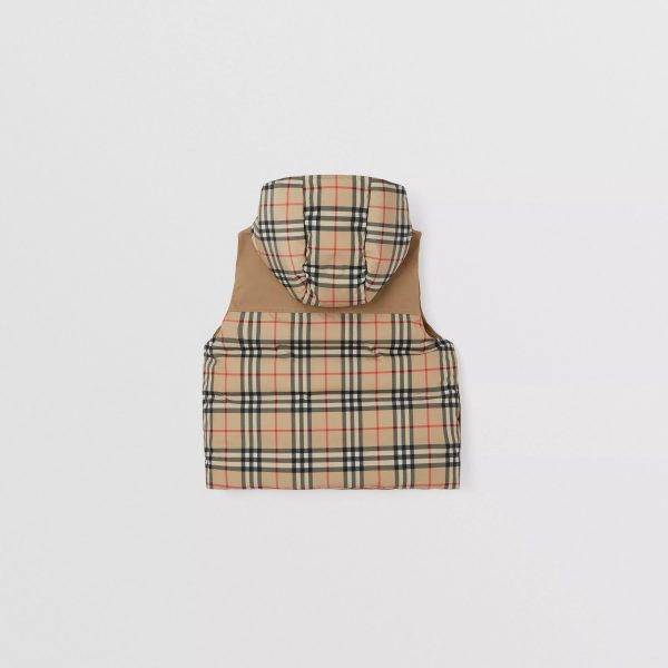 Boys & Girls Beige Check Reversible Padded Down Gilet Hot on Sale