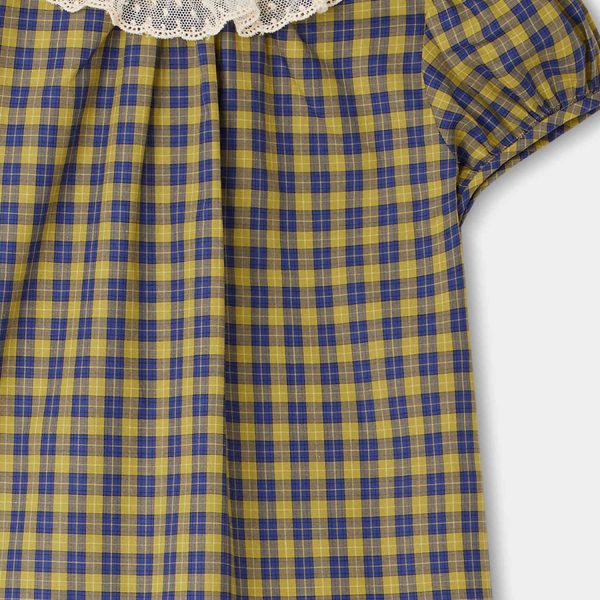 Girls Yellow Check Cotton Top on Sale