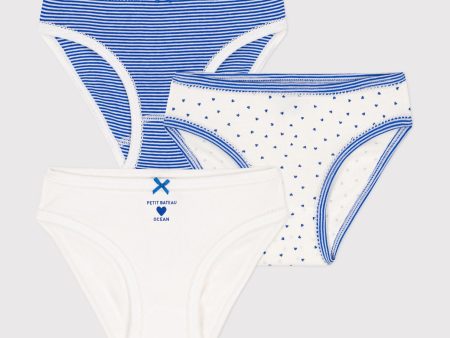 Girls Blue Stripes Cotton Underwear Set(3 Pack) Fashion