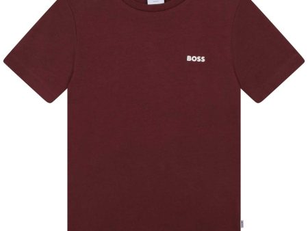 Boys Dark Red Logo T-Shirt Cheap