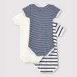 Baby Boys & Girls Navy Stripes Cotton Babysuit Set(3 Pack) Supply