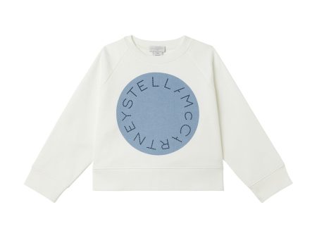 Girls White Logo Cotton Sweatshirt Hot on Sale