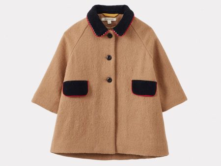 Baby Boys & Girls Brown Check Wool Coat For Sale