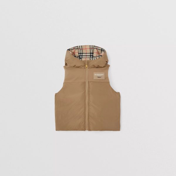 Boys & Girls Beige Check Reversible Padded Down Gilet Hot on Sale