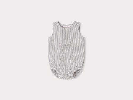 Baby Boys & Girls Grey Stripes Cotton Babysuit on Sale