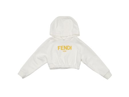 Girls White Logo Hooded Cotton Sweatshirt Cheap