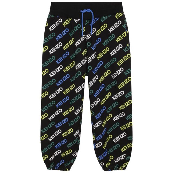 Boys Black Logo Trousers For Sale