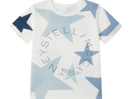 Girls White Stars Cotton T-Shirt Online Hot Sale