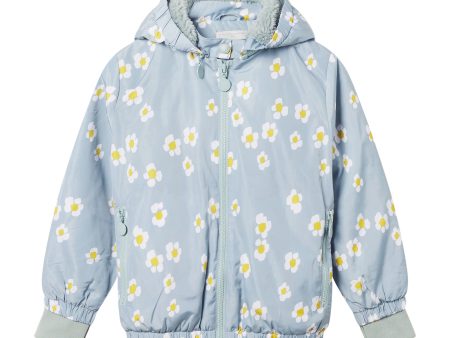 Girls Blue Printed Jacket Discount