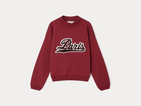 Girls Wine Red Cotton Sweatshirt on Sale