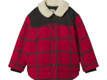 Boys Red Check Padded Jacket on Sale