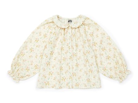 Girls White Floral Cotton Shirt For Discount