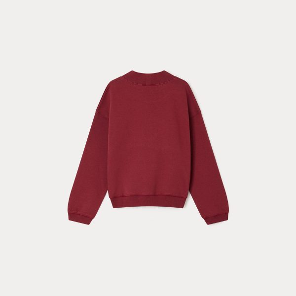 Girls Wine Red Cotton Sweatshirt on Sale