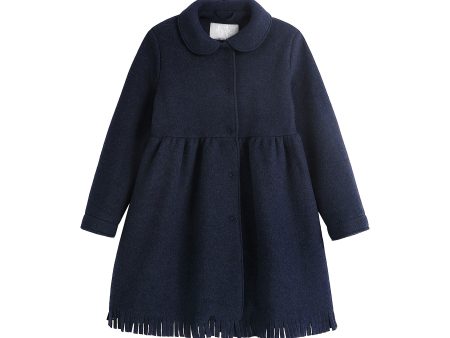 Girls Blue Fringed Fleece Coat For Sale