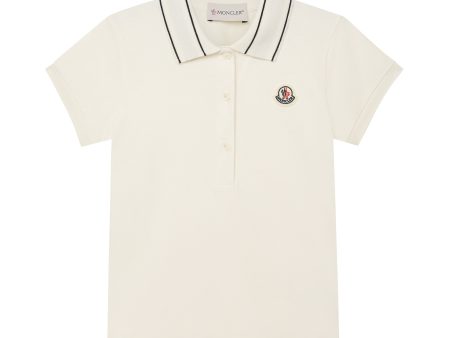 Girls White Logo Cotton Polo Shirt Supply