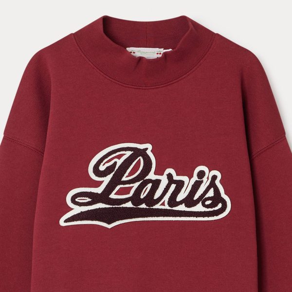 Girls Wine Red Cotton Sweatshirt on Sale