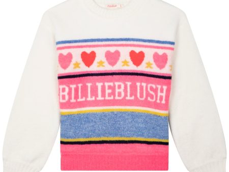 Girls White Heart Sweater Online Hot Sale