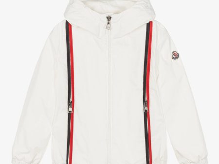 Boys White Hooded Zip-Up Jacket Online Hot Sale