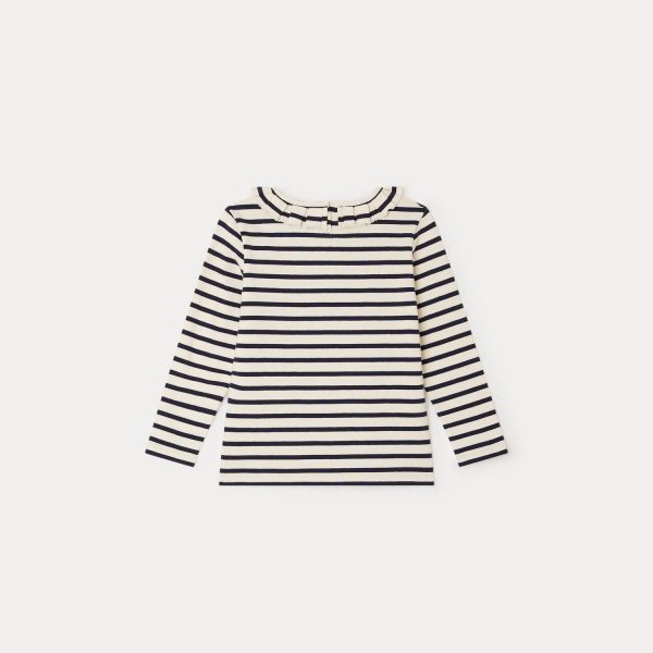 Girls White Stripes Cotton T-Shirt Online Sale